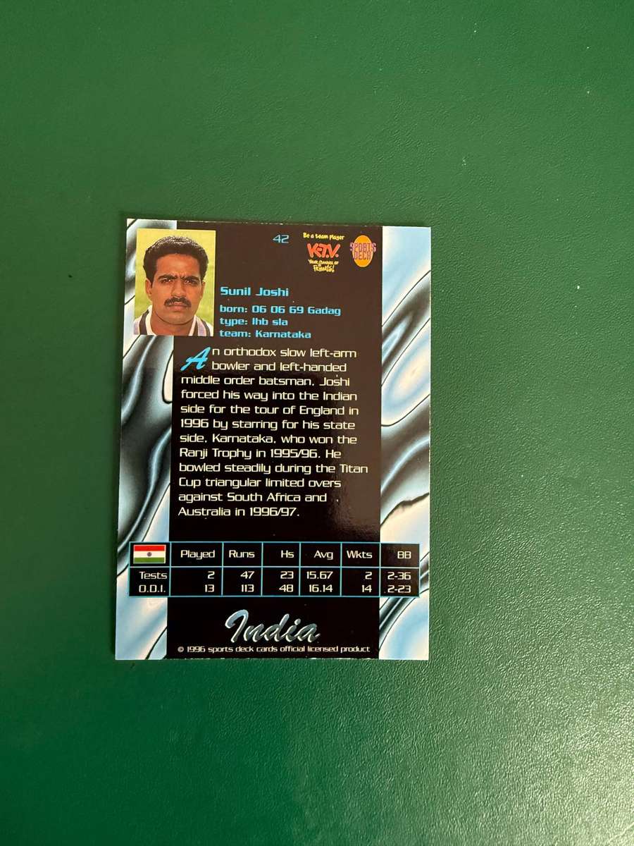 Cricket Card - Sunil Joshi 1996 Sportsdeck Cricket Card