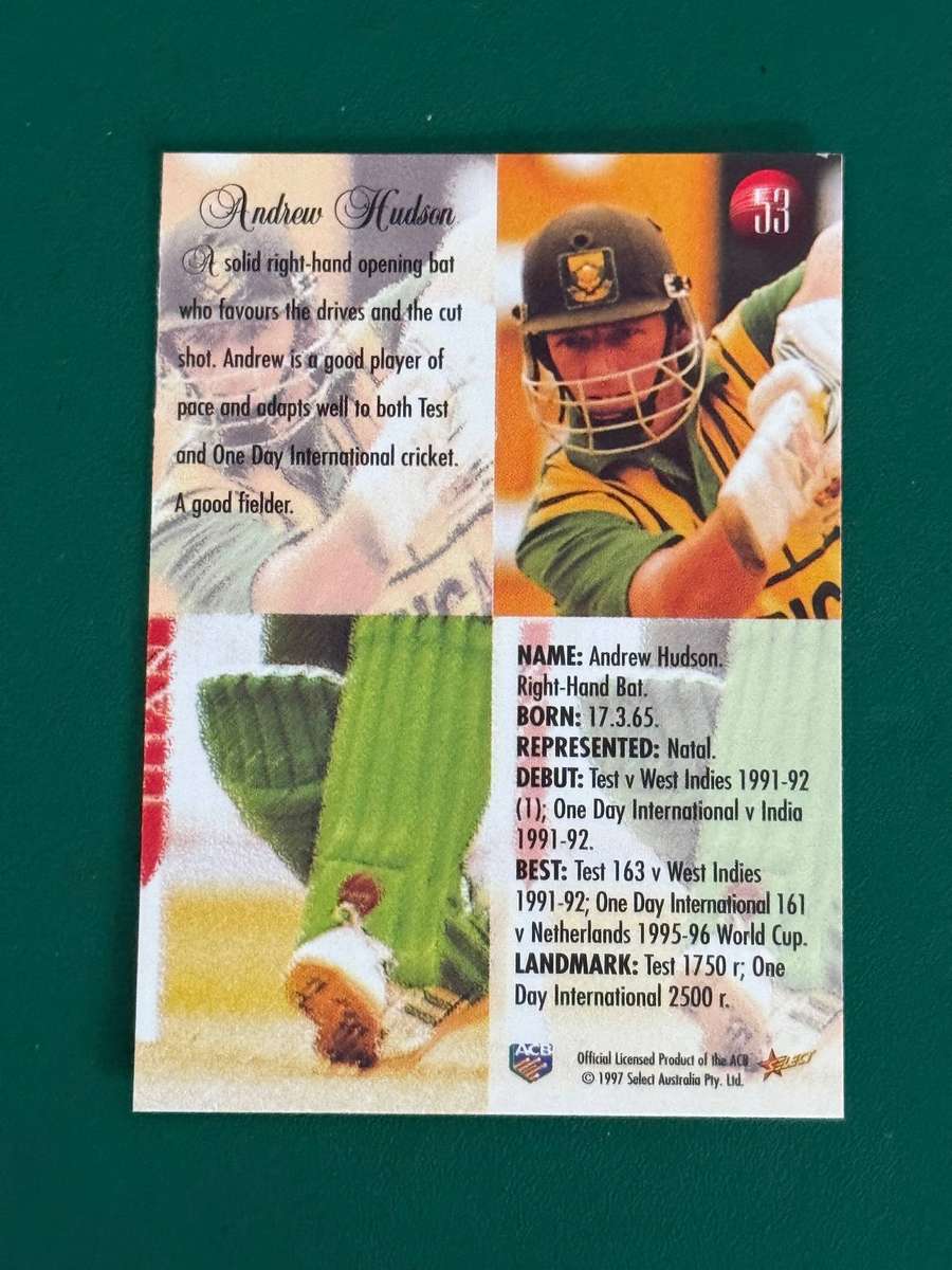 Cricket Card - Andrew Hudson 1997 Select Cricket Card