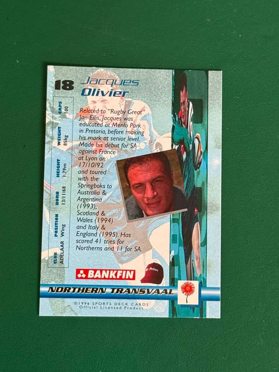 Rugby Card - Jacques Olivier 1996 Sports Deck Rugby Card