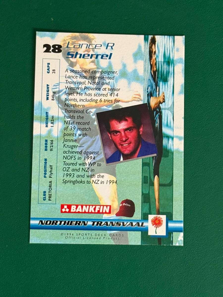 Rugby Card - Lance Sherrel 1996 Sports Deck Rugby Card