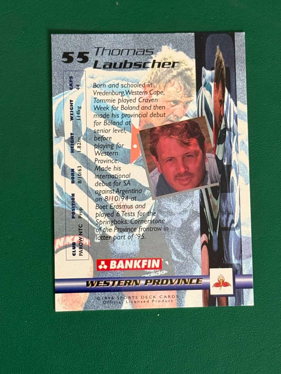 Rugby Card - Tommie Laubscher 1996 Sports Deck Rugby Card
