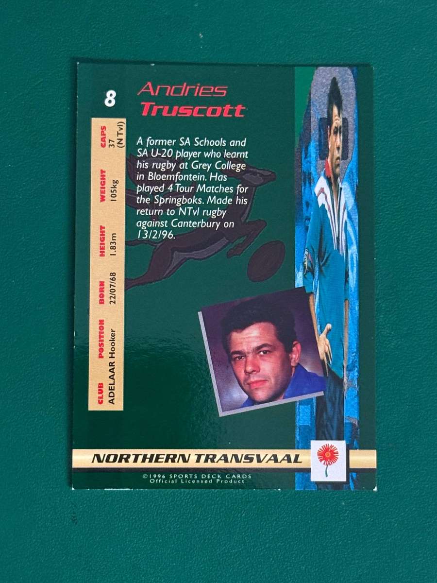 Rugby Card - Andries Truscott 1996 Sports Deck Rugby Card