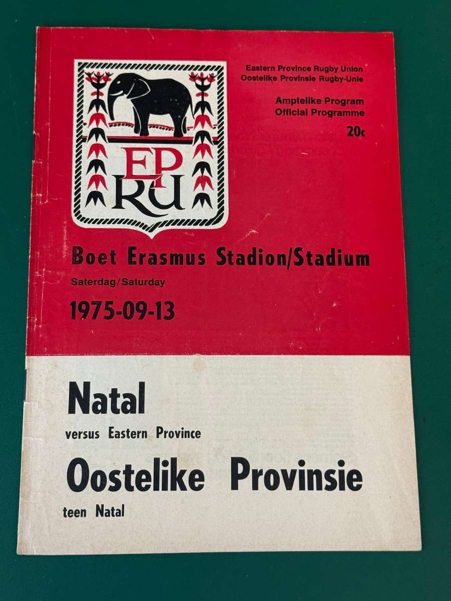 Rugby Programme - Eastern-Province vs Natal 13/09/1975