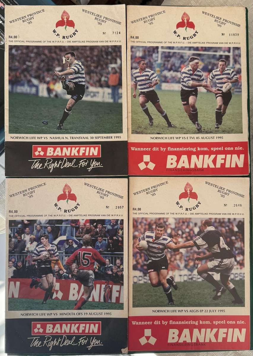 Rugby Programme - Four (4) Western-Province Rugby Programmes (1995)