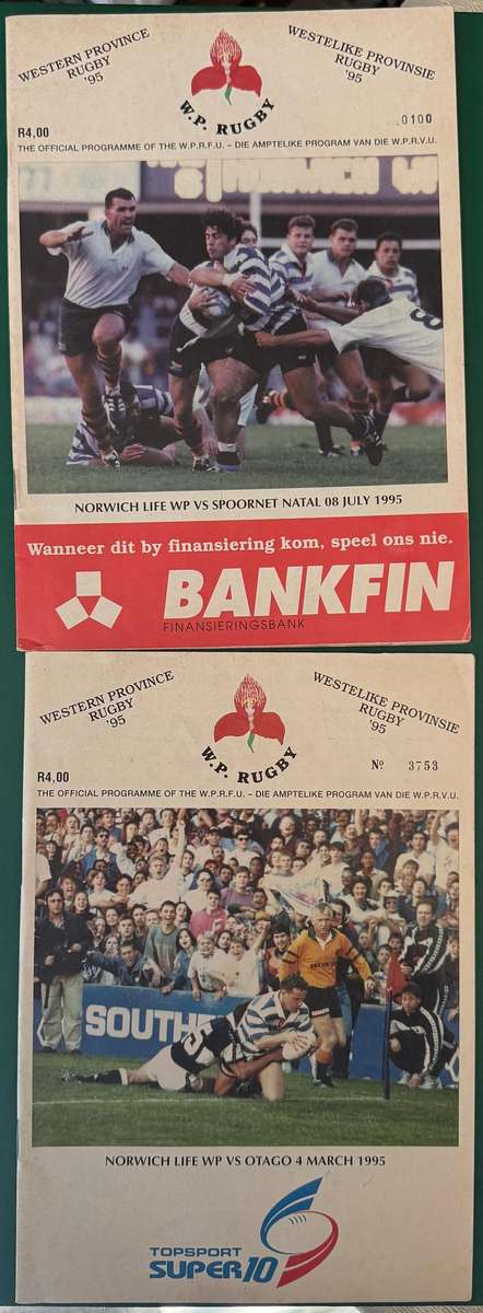Rugby Programme - Two (2) Western-Province Rugby Programmes (1995)