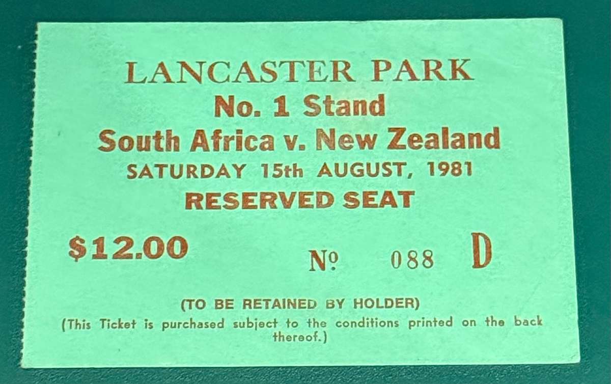 Rugby Ticket - South-Africa vs New Zealand 15/08/1981