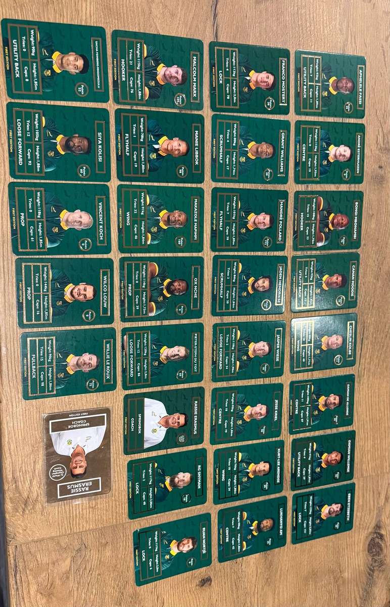 Rugby Cards - COMPLETE SET of 31 Cards (Including Golden Rassie) 2025 Pick and Pay Rugby Card