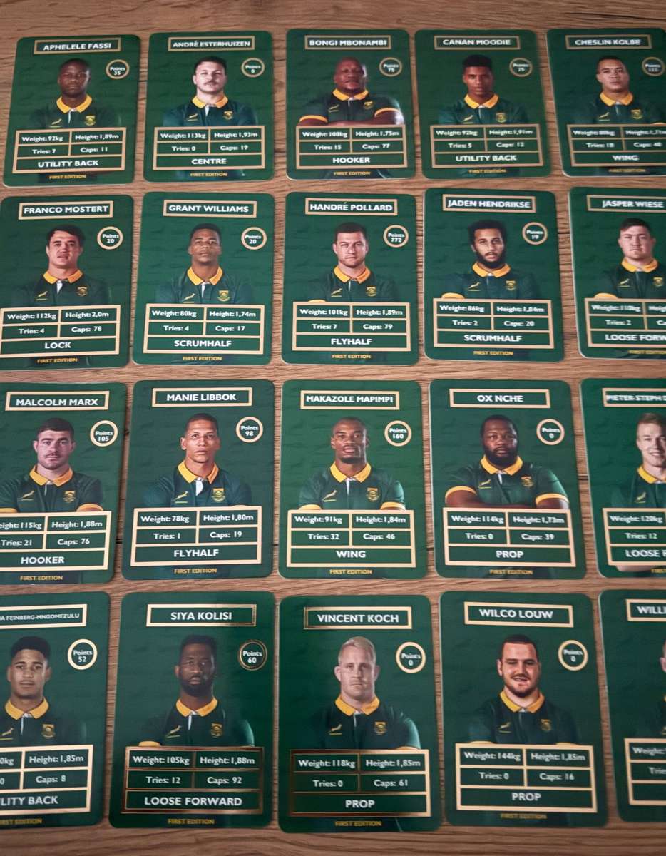 Rugby Cards - COMPLETE SET of 31 Cards (Including Golden Rassie) 2025 Pick and Pay Rugby Card