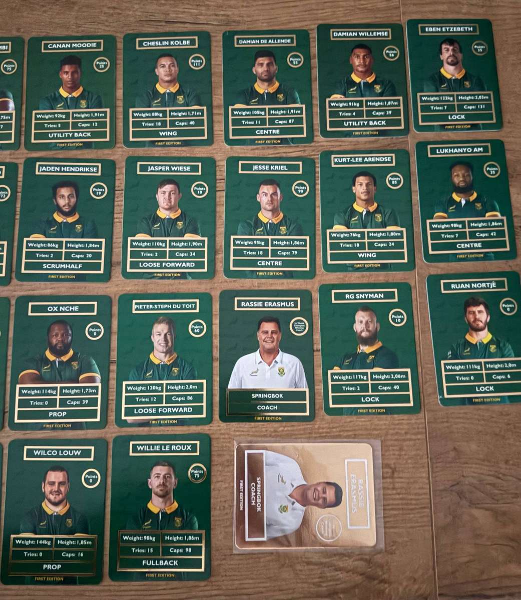 Rugby Cards - COMPLETE SET of 31 Cards (Including Golden Rassie) 2025 Pick and Pay Rugby Card
