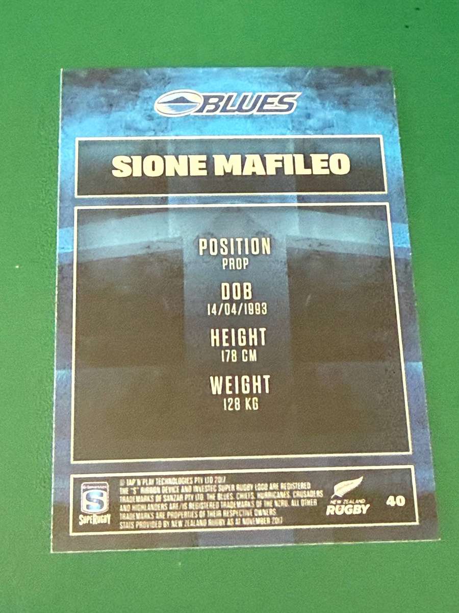 Rugby Card - *SIGNED* Sione Mafileo 2017 NZ Tap and Play Rugby Card