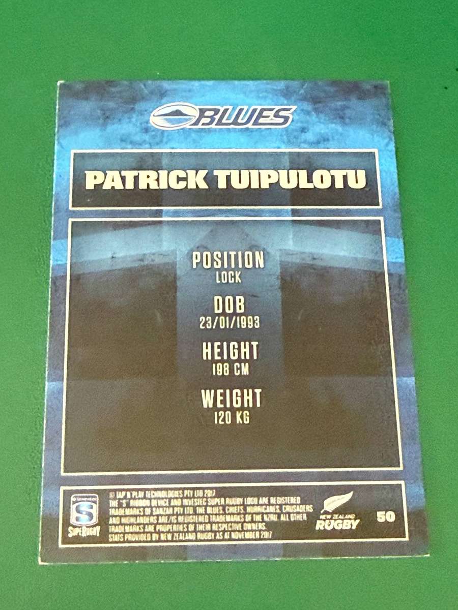 Rugby Card - *SIGNED* Patrick Tuipulotu 2017 NZ Tap and Play Rugby Card