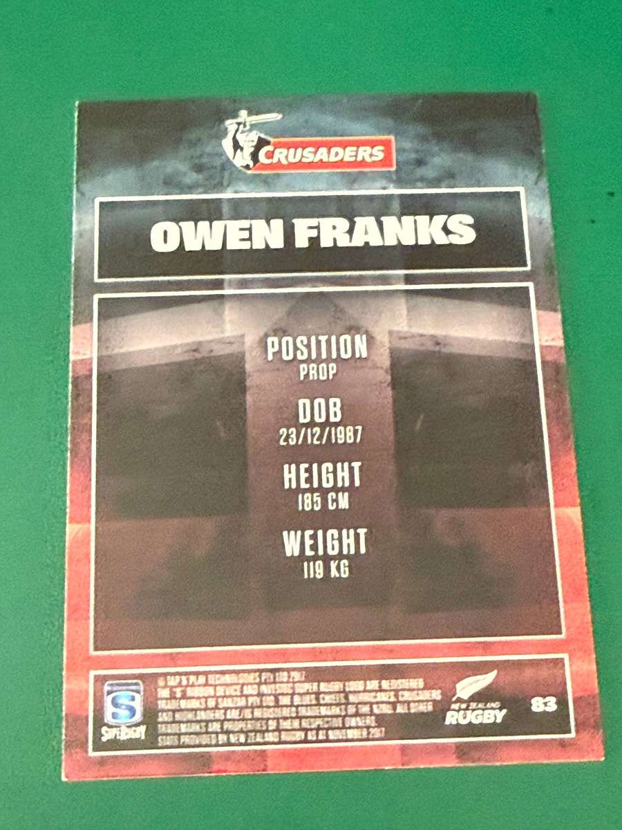 Rugby Card - *SIGNED* Owen Franks 2017 NZ Tap and Play Rugby Card