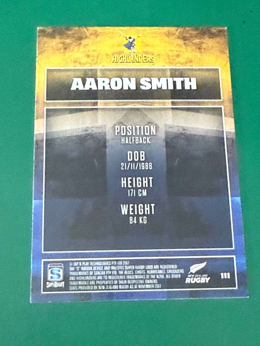 Rugby Card - *SIGNED* Aaron Smith 2017 NZ Tap and Play Rugby Card