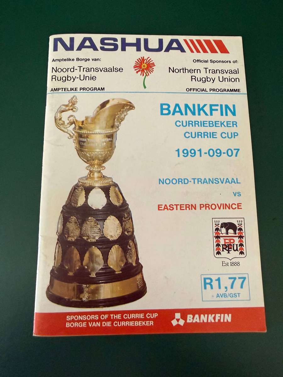Rugby Programme - Northern-Transvaal vs Eastern-Province 09/07/1991