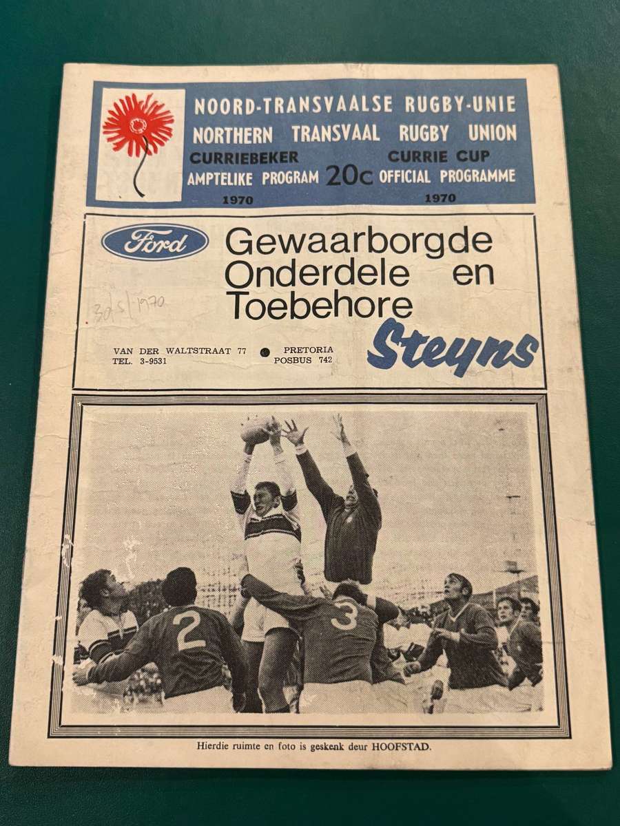 Rugby Programme - Northern-Transvaal vs Eastern-Province 30/05/1970