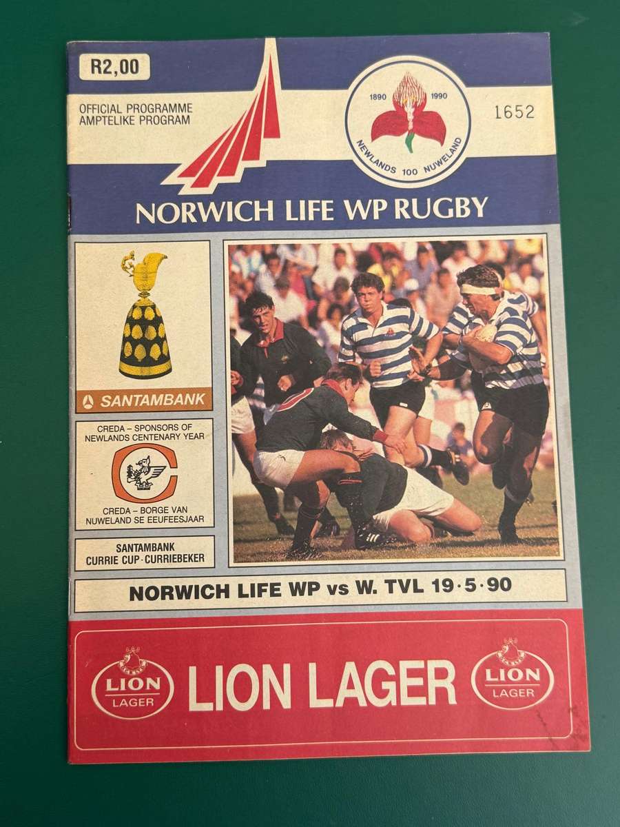 Rugby Programme - Western-Province vs Western-Transvaal 19/05/1990