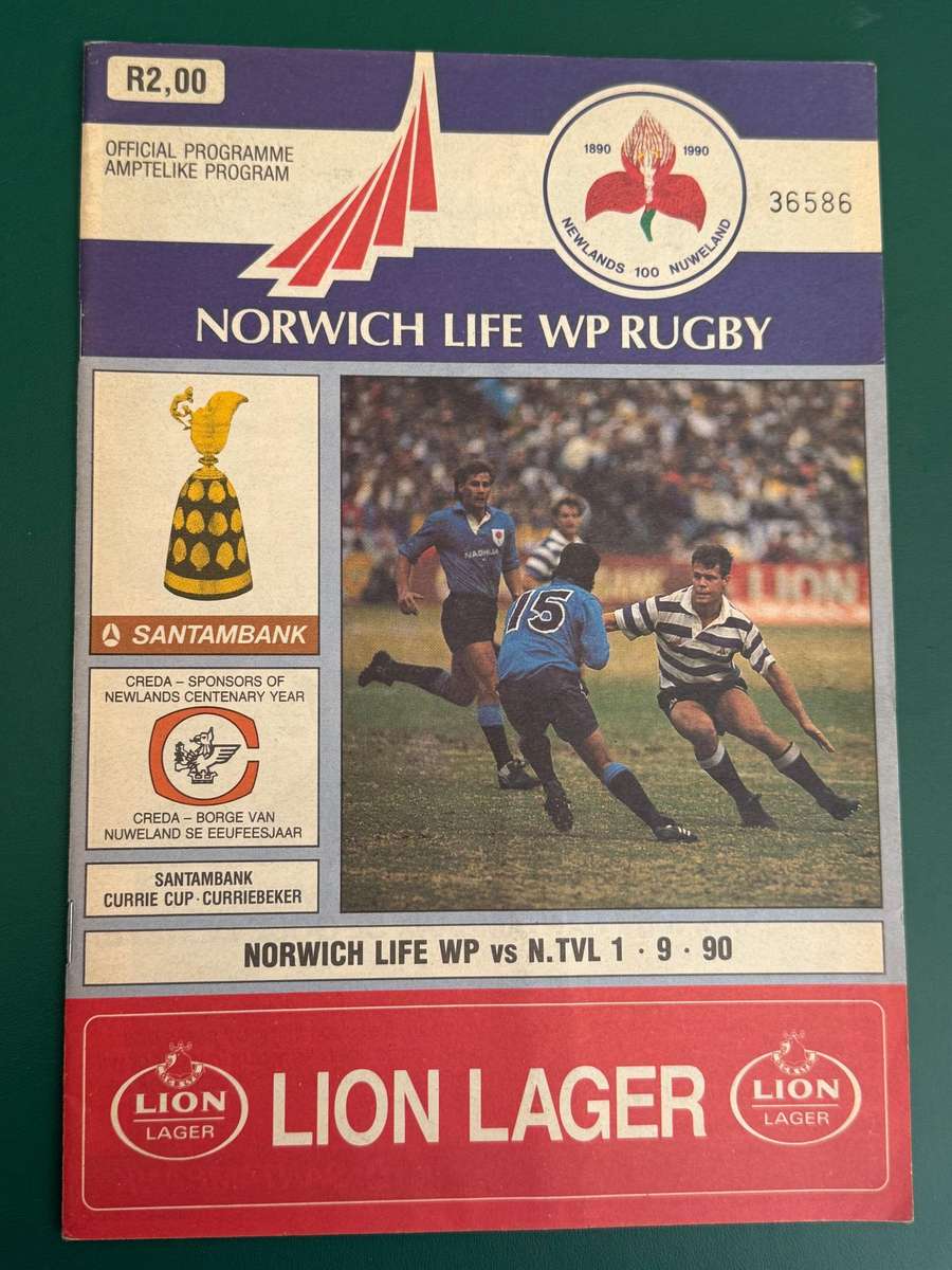 Rugby Programme - Western-Province vs Northern-Transvaal 01/09/1990