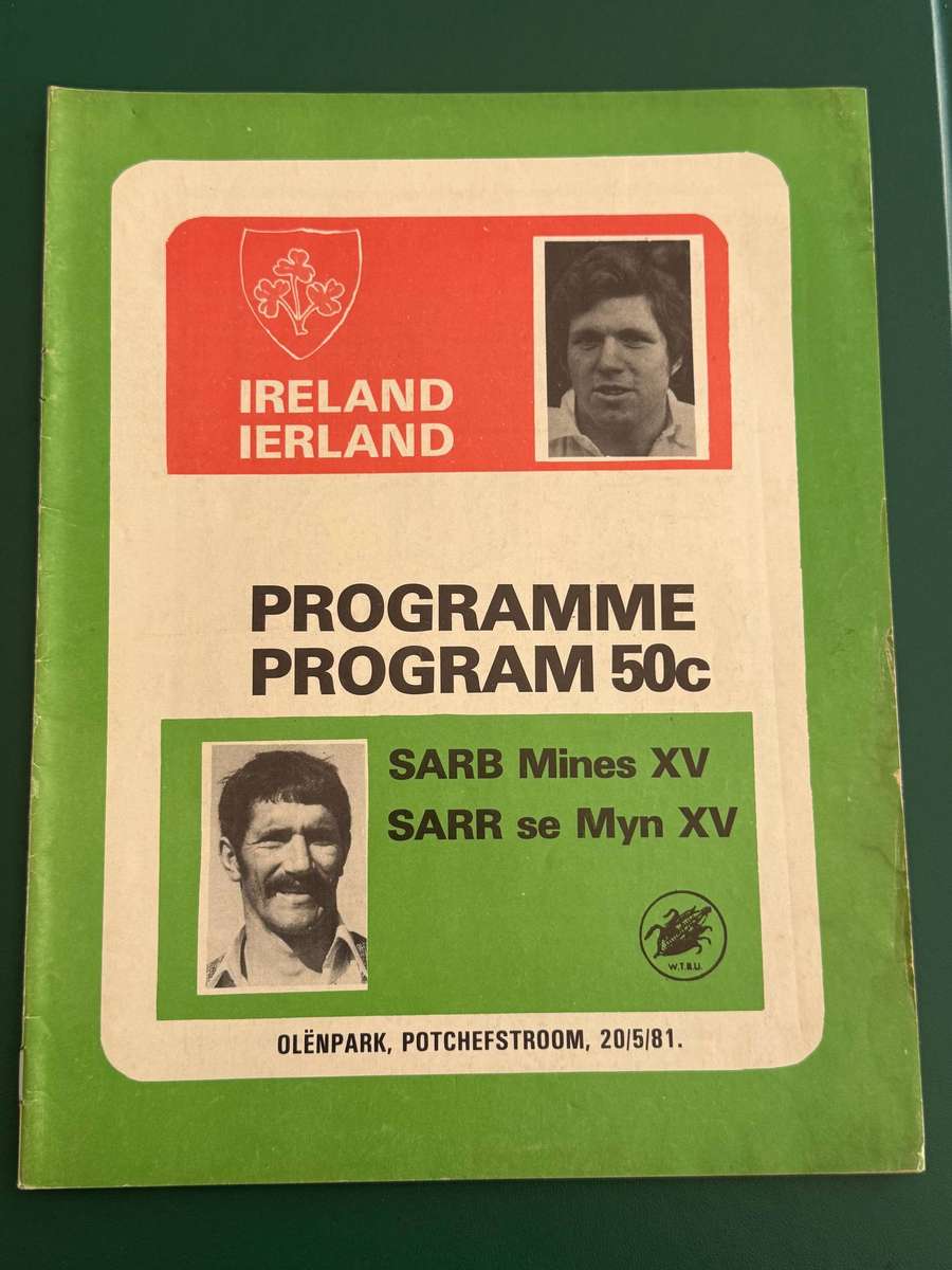 Rugby Programme -  Rare *TOUR* SARB Mines XV vs Ireland 20/05/1981