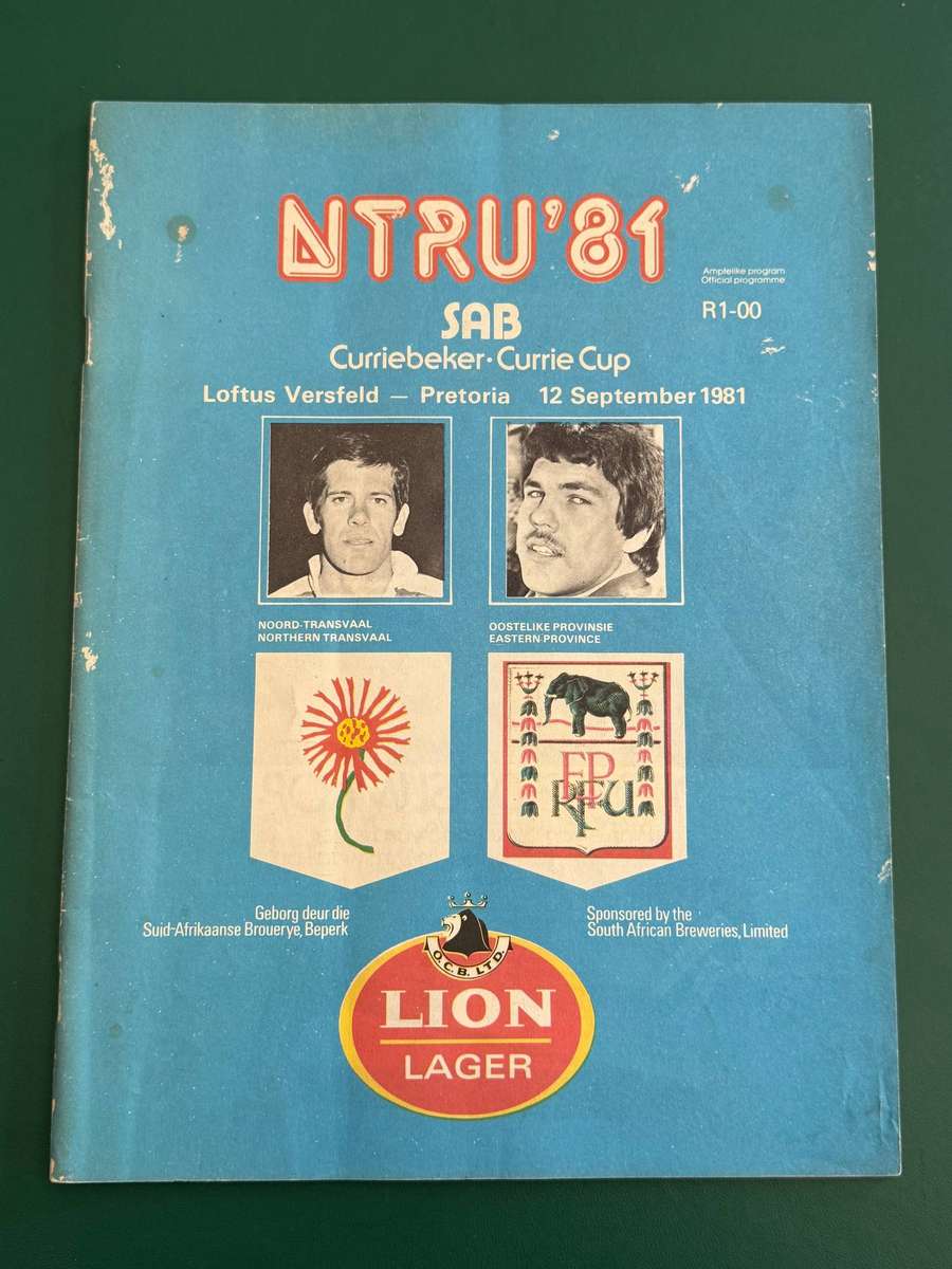 Rugby Programme - Northern-Transvaal vs Eastern-Province 12/09/1981