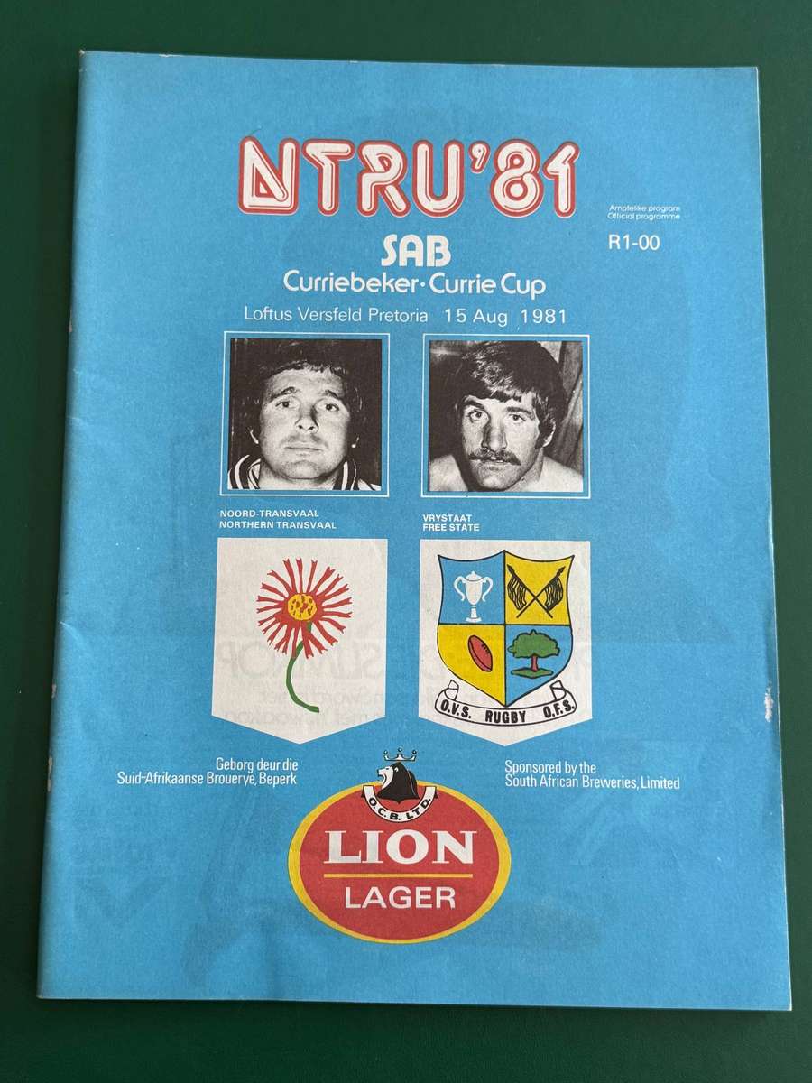 Rugby Programme - Northern-Transvaal vs Free State 15/07/1981