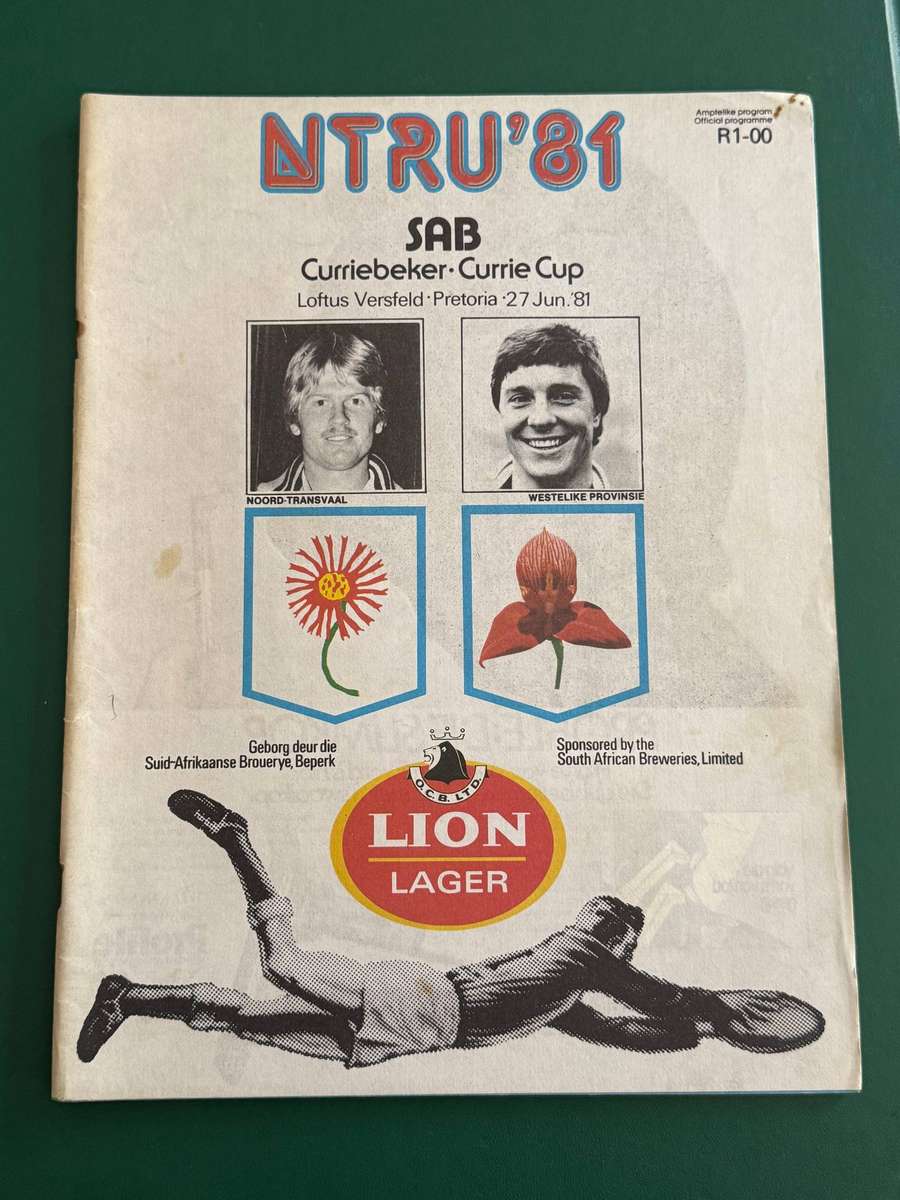 Rugby Programme - Northern-Transvaal vs Western-Province 27/06/1981