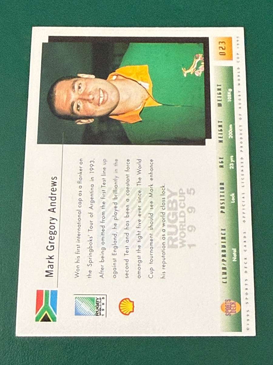 Rugby Card - *SIGNED* Mark Andrews 1995 Sports Deck Rugby Card