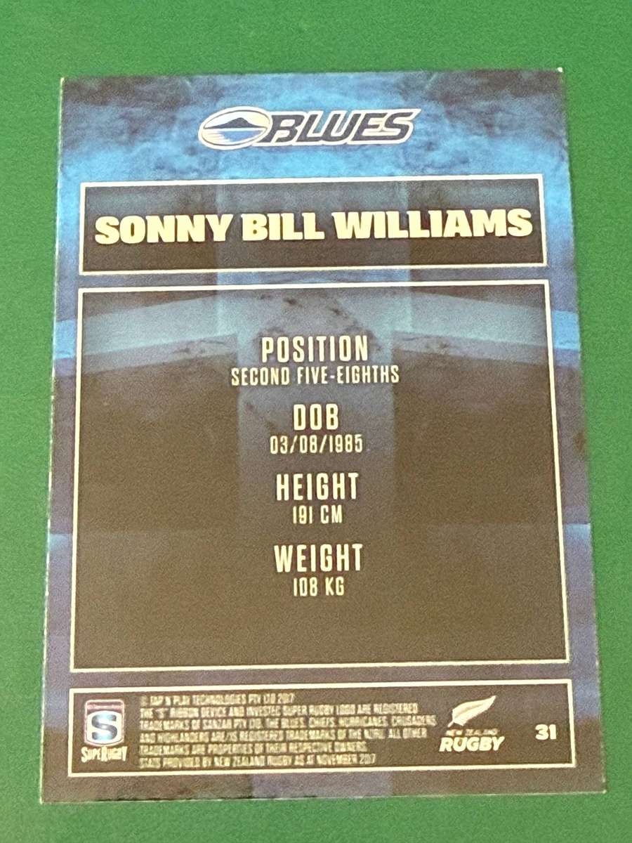 Rugby Card - *SIGNED* Sonny Bill Williams 2017 NZ Tap and Play Rugby Card