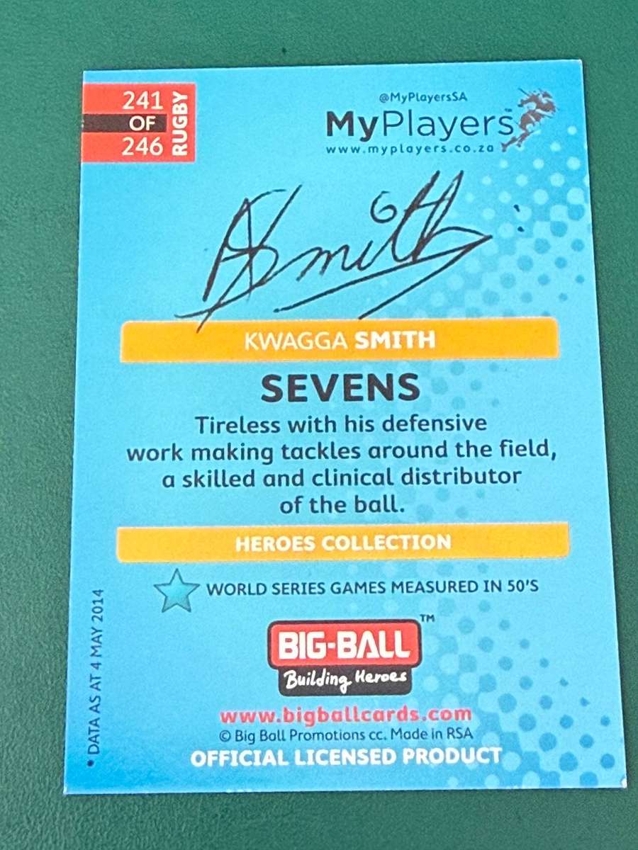 Rugby Card - Kwagga Smith (Sevens) 2014 Big Ball Rugby Card