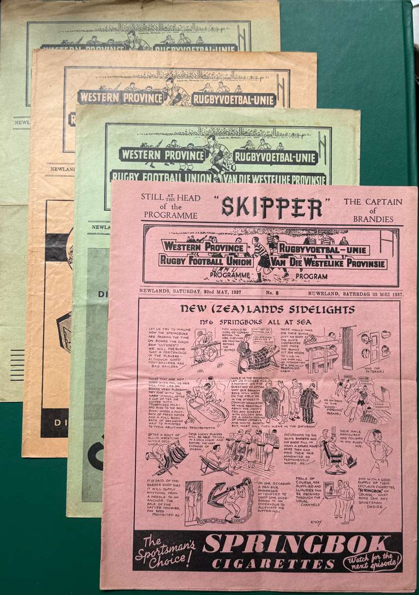 Rugby Programmes - 4 * 1937-1945 Newlands Rugby Programmes (Club/Varsity/Schools)
