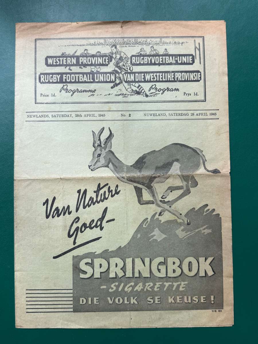 Rugby Programmes - 4 * 1937-1945 Newlands Rugby Programmes (Club/Varsity/Schools)