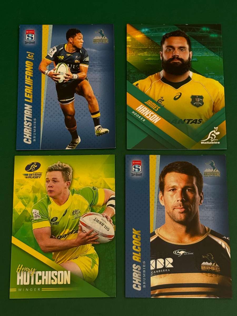 Rugby Cards - 4 (Four) * 2016 Tap and Play Australia/Super Rugby/Sevens Rugby Cards