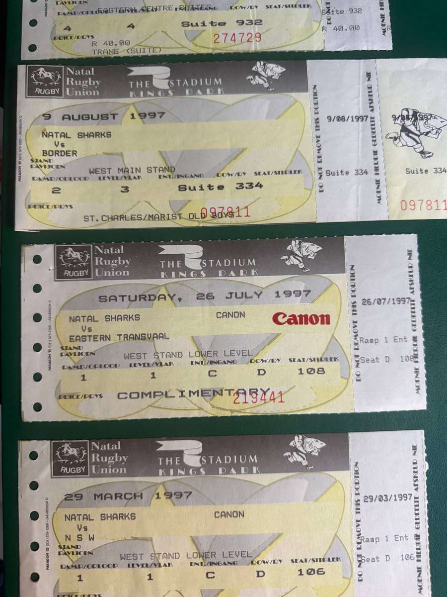 Rugby Ticket - 6 * Sharks Rugby Tickets (1997)