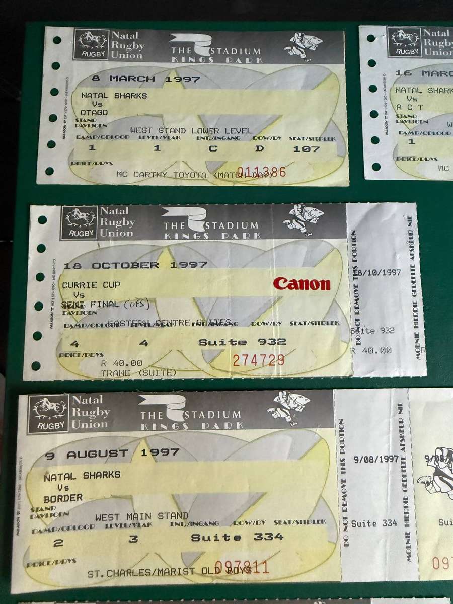 Rugby Ticket - 6 * Sharks Rugby Tickets (1997)