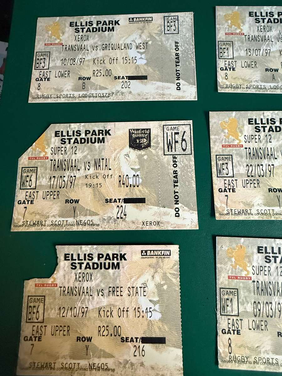 Rugby Ticket - 7 * Transvaal Rugby Tickets (1997)