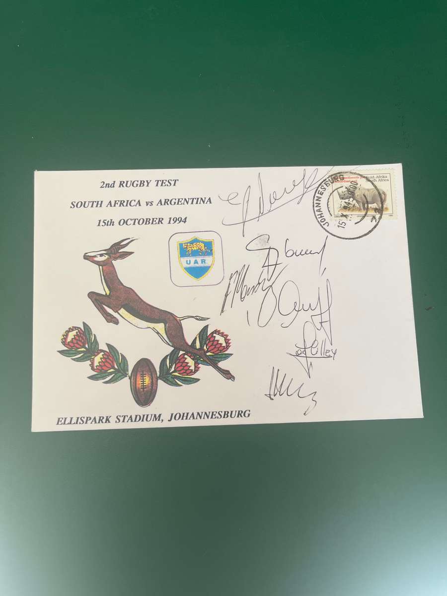 Rugby - *SIGNED* FDC/First Day Cover South-Africa vs Argentina 15/10/1994
