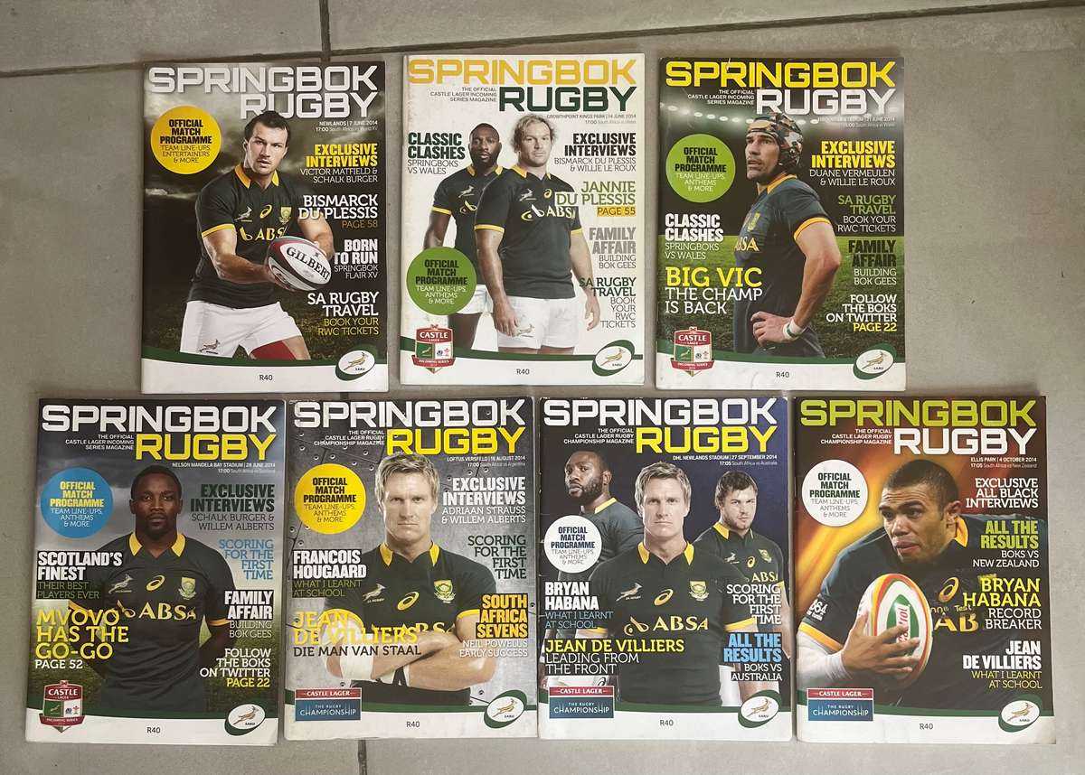 Rugby Programmes - All Seven 2014 Home Games for Springboks.