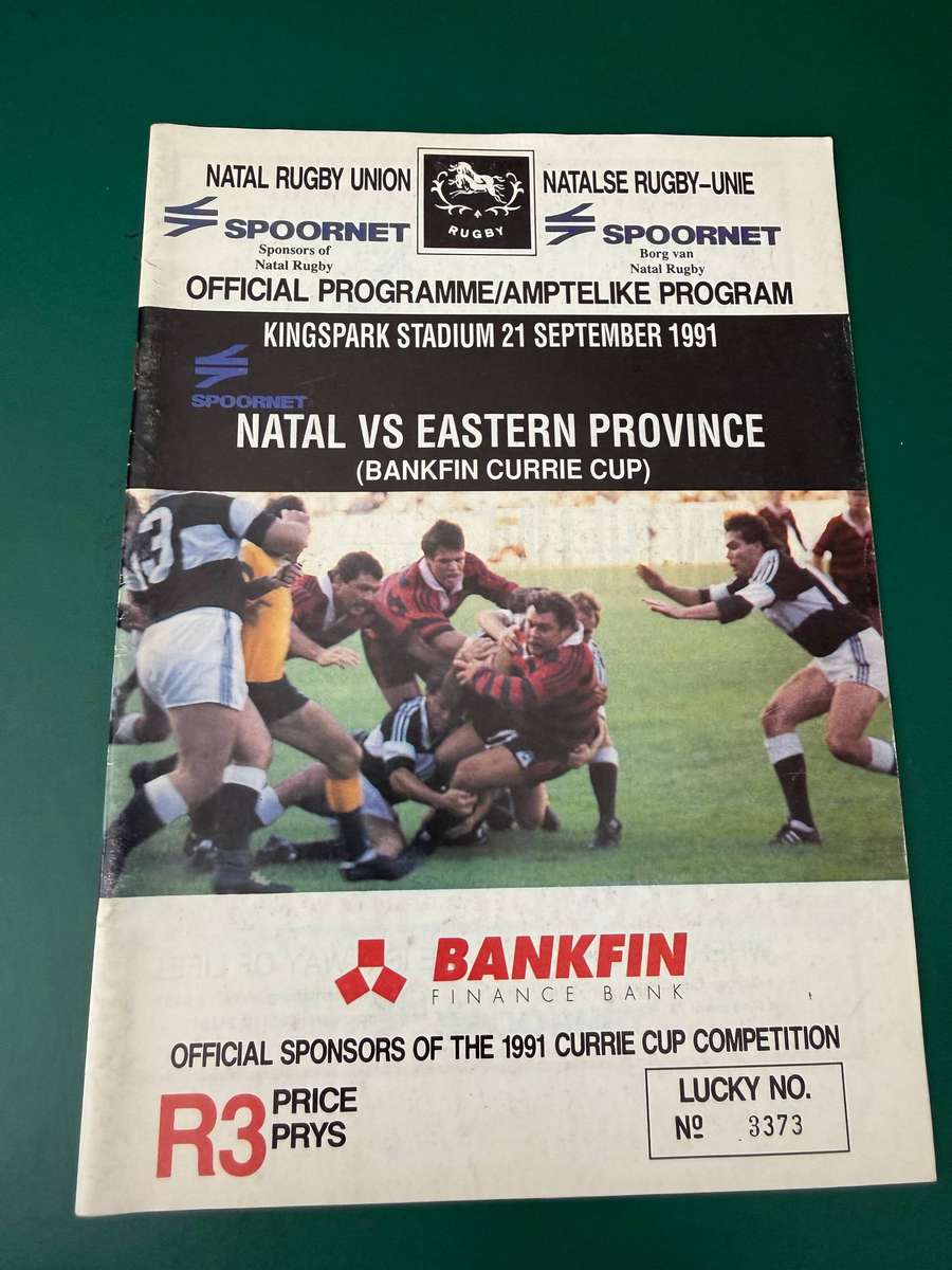 Rugby Programme - Natal vs Eastern-Province 21/09/1991