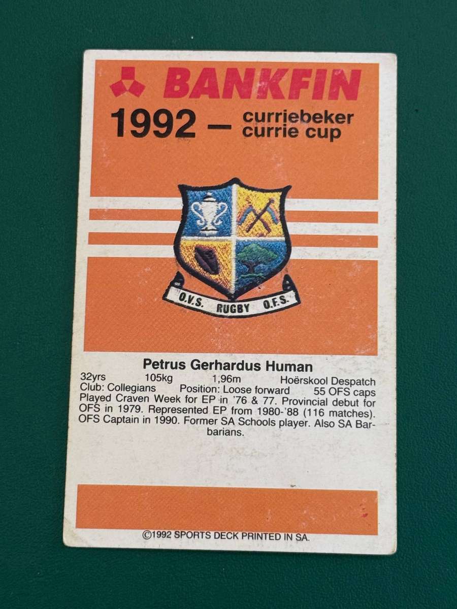 Rugby Card - Pote Human 1992 Sports Deck Rugby Card