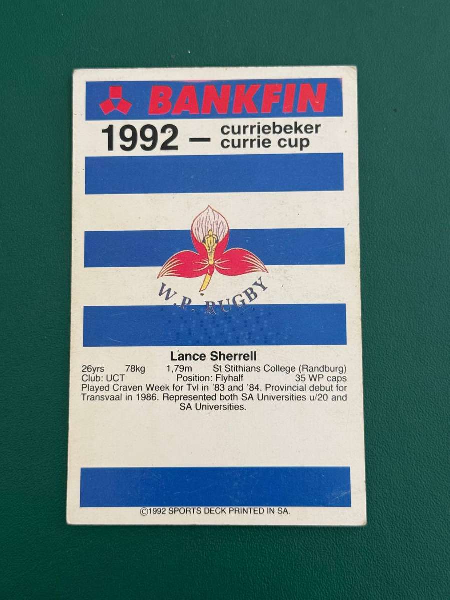 Rugby Card - Lance Sherrell 1992 Sports Deck Rugby Card
