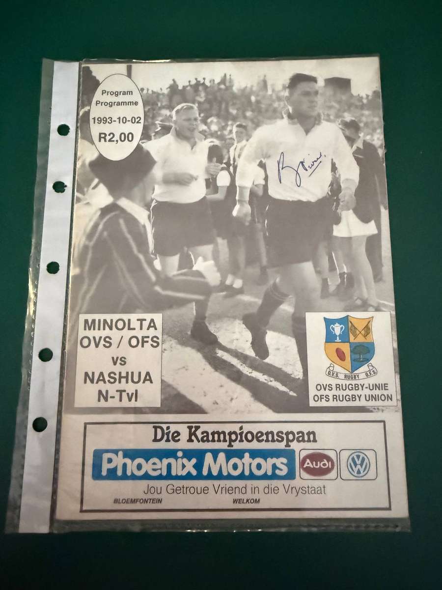 Rugby Programme - *SIGNED* Free State vs Northern-Transvaal 02/10/1993