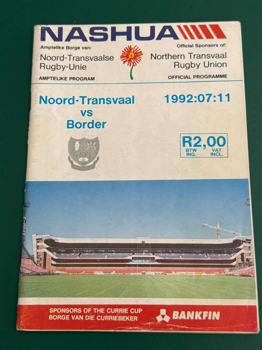 Rugby Programme - Northern-Transvaal vs Border 11/07/1992