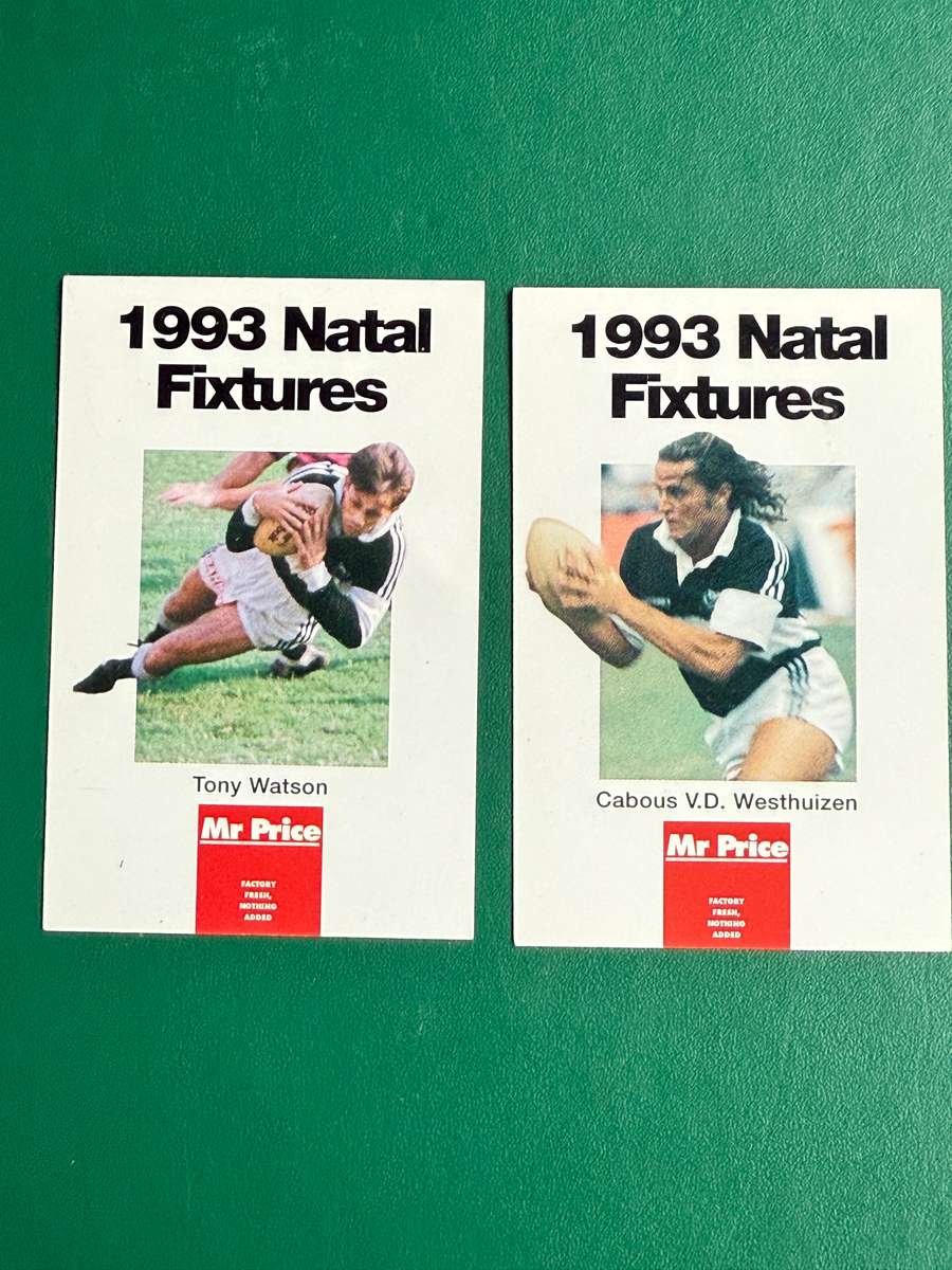 Rugby Cards - 1993 Natal Rugby Cards * 2 (Cabous and Tony Watson)