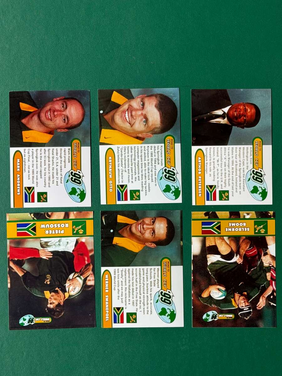 Rugby Cards - 6 * 1999 Sports Deck RWC Springbok Rugby Cards.