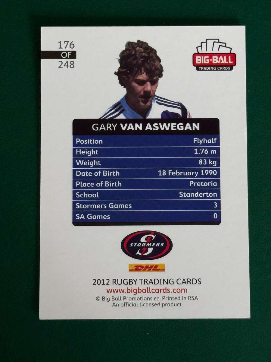 Rugby Card - *SIGNED* Gary van Aswegen 2012 Big Ball Rugby Card