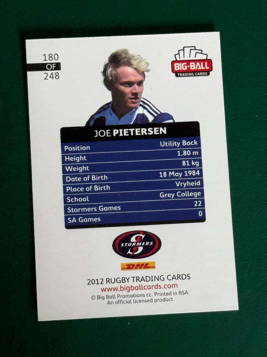 Rugby Card - *SIGNED* Joe Pietersen 2012 Big Ball Rugby Card