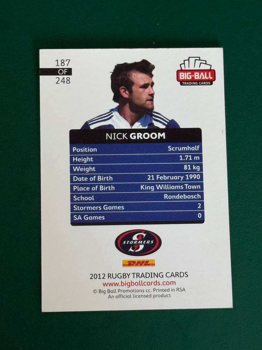 Rugby Card - *SIGNED* Nick Groom 2012 Big Ball Rugby Card