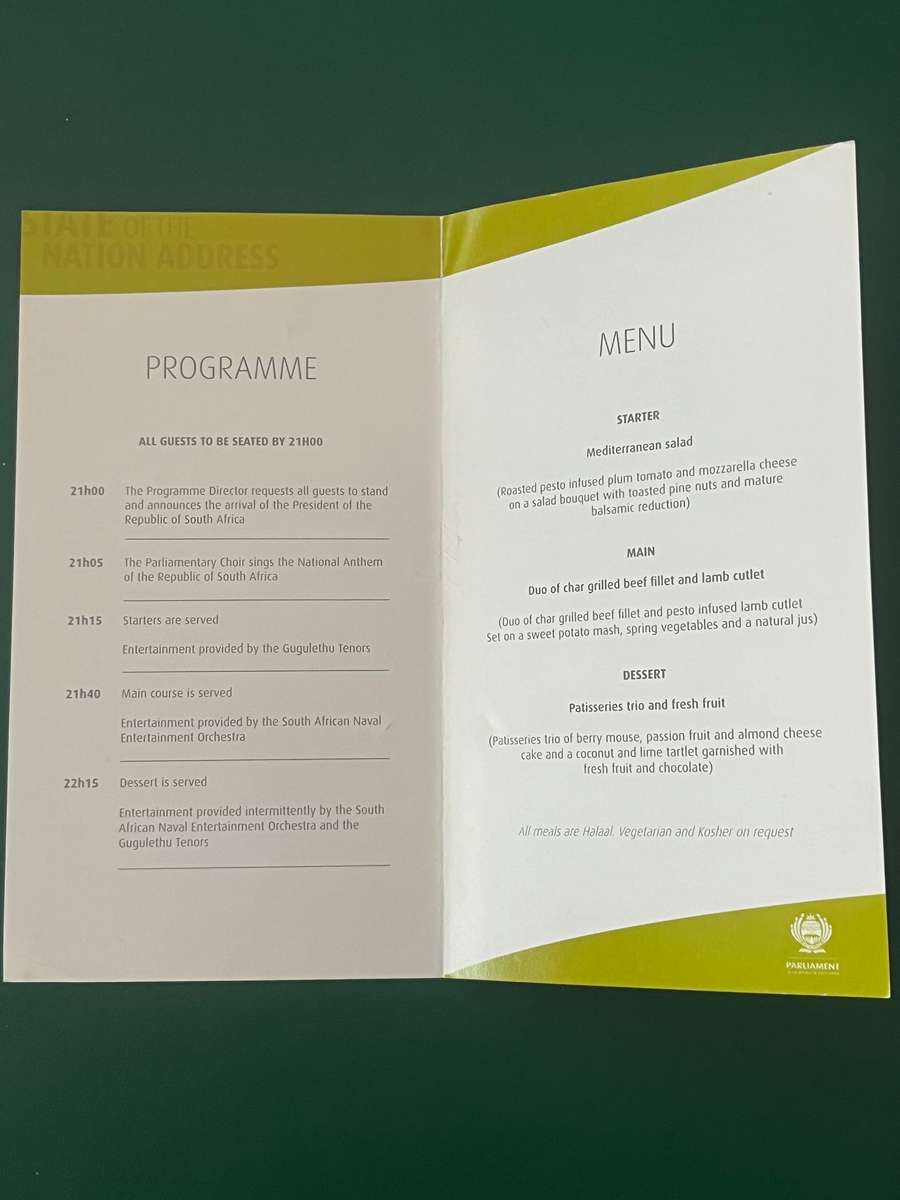 Programme and Gallery Ticket - State of the Nation Banquet 14/02/2013