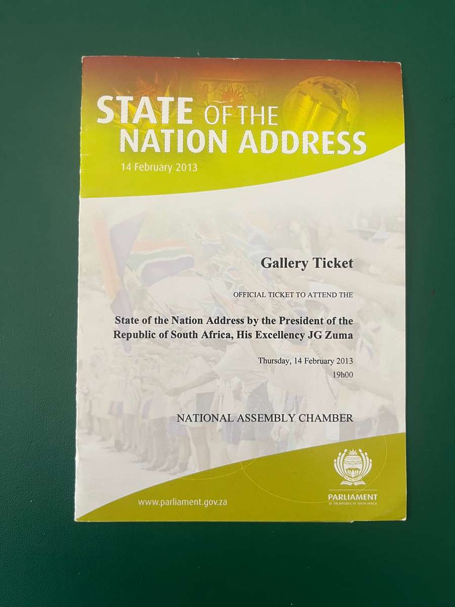 Programme and Gallery Ticket - State of the Nation Banquet 14/02/2013