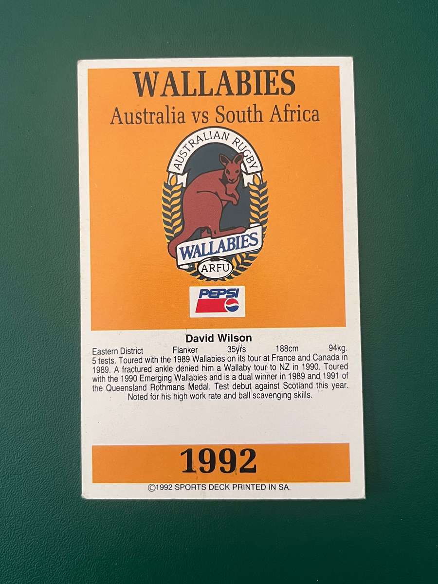 Rugby Card - David Wilson 1992 Sports Deck Rugby Card
