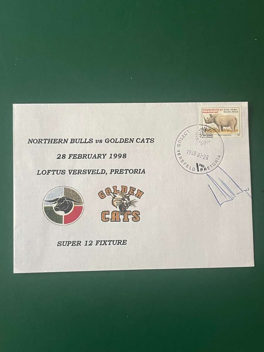 Rugby - *SIGNED* FDC/First Day Cover Northern-Bulls vs Golden Cats 28/02/1998
